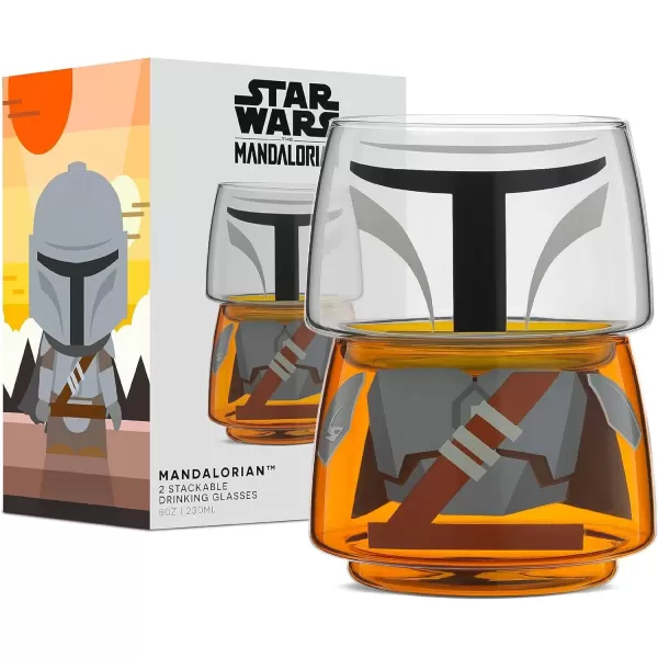 imageJoyJolt Character Stackable Star Wars Drinking Glasses 8oz Stormtrooper Glass Set of 2 with Head and Body Fun Glass Tumblers Star Wars Glassware and Star Wars Merchandise for Bar or KitchenThe Mandalorian