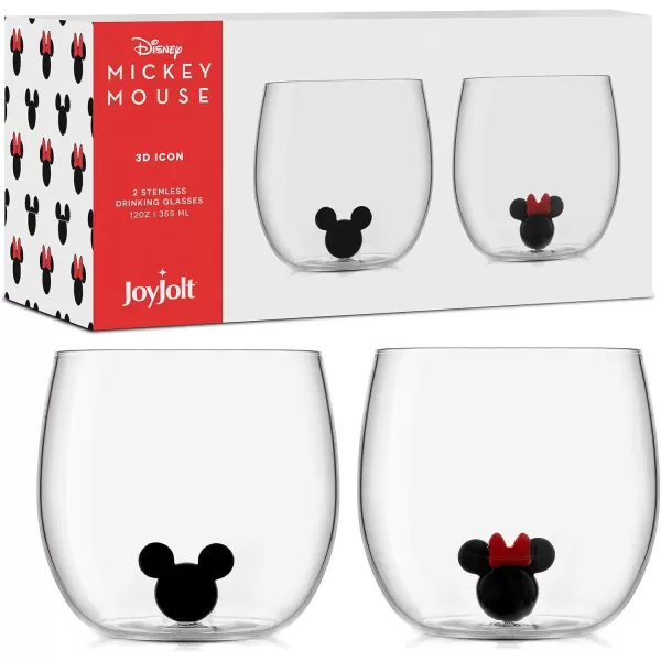 imageJoyJolt Disney Mickey Mouse Icon Stemless Wine Glass Set of 2 Drinking Glasses 12 oz Tumbler Glass Cups Colored Glassware Disney Gifts Disney Cups Disney Collectibles for AdultsDOF Glasses