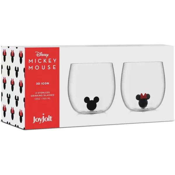 imageJoyJolt Disney Mickey Mouse Icon Stemless Wine Glass Set of 2 Drinking Glasses 12 oz Tumbler Glass Cups Colored Glassware Disney Gifts Disney Cups Disney Collectibles for AdultsDOF Glasses