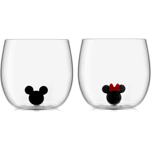 imageJoyJolt Disney Mickey Mouse Icon Stemless Wine Glass Set of 2 Drinking Glasses 12 oz Tumbler Glass Cups Colored Glassware Disney Gifts Disney Cups Disney Collectibles for AdultsDOF Glasses