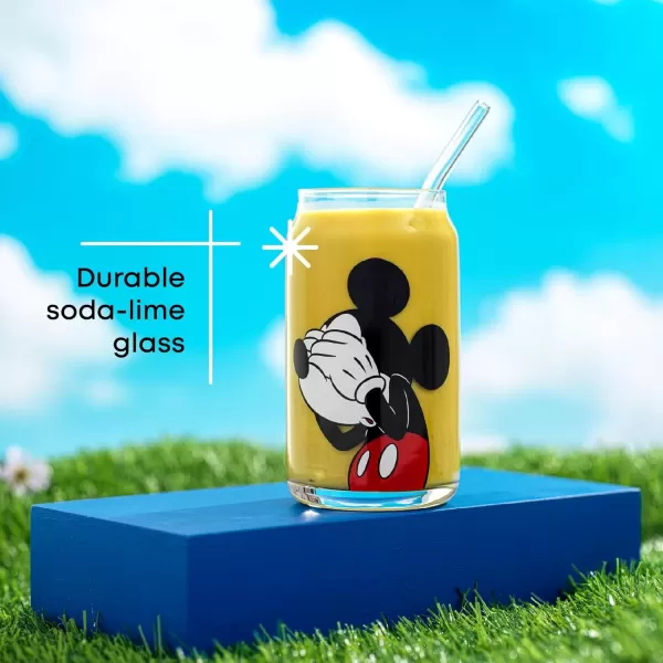 imageJoyJolt Disney Mickey Mouse ampamp Friends PeekaBoo Collection Tumblers 16oz Can Shape Tumbler Drinking Glass Cups Set Glass Tumbler Set of 4 wGlass Straws Disney Gifts Mickey Mouse GlassesDisney