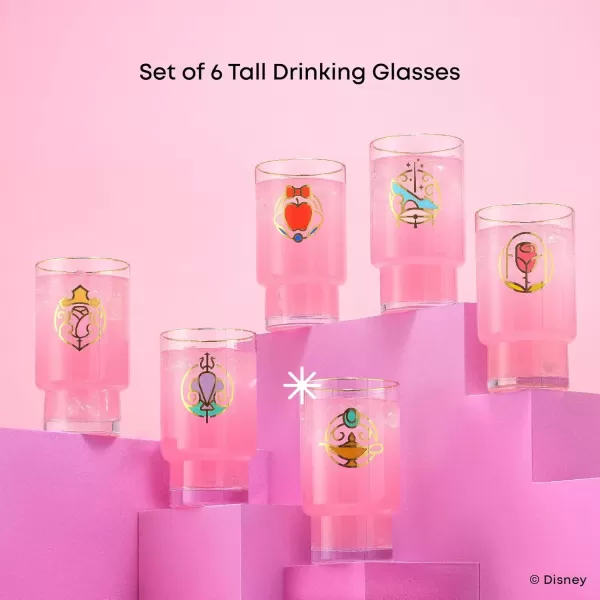 imageJoyJolt Disney Princess Iconic 10 oz Short Drinking Glasses Lowball Glass Cups Set of 6 ft Snow White Cinderella Sleeping Beauty and more Water Juice Coffee Tea Tumblers Disney Gifts16 ounce