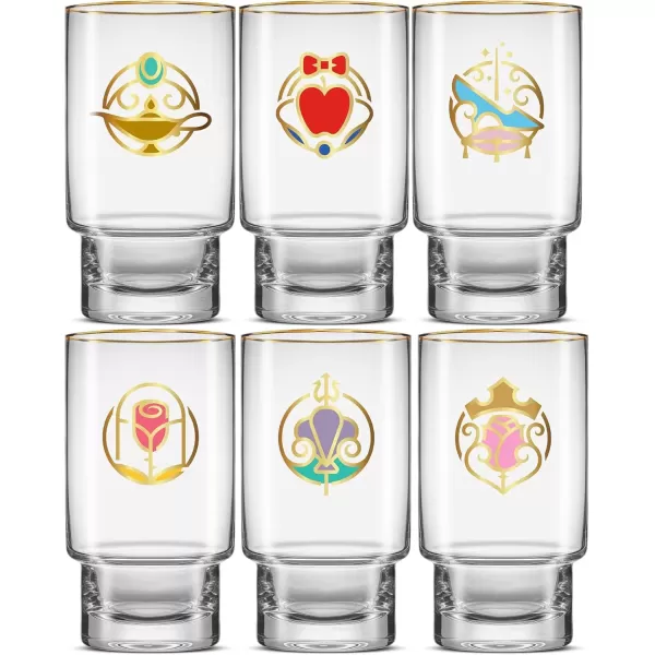 imageJoyJolt Disney Princess Iconic 10 oz Short Drinking Glasses Lowball Glass Cups Set of 6 ft Snow White Cinderella Sleeping Beauty and more Water Juice Coffee Tea Tumblers Disney Gifts16 ounce