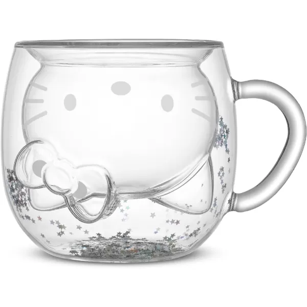 imageJoyJolt Hello Kitty 50th Anniversary Limited Edition Double Wall Glass Mug 135 oz Insulated Coffee Mug with 3D Design Cute Mug for Tea Latte or Iced Coffee Kawaii Cup Sanrio Accessories
