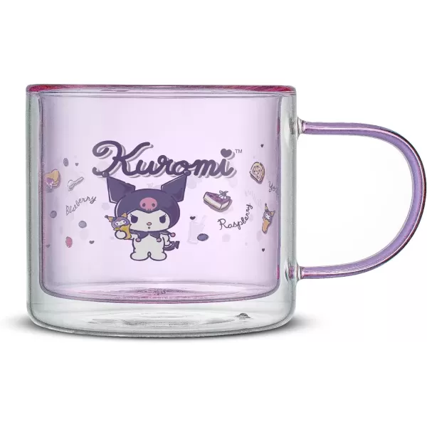 imageJoyJolt Hello Kitty Double Wall Insulated Coffee Mug ft My Melody 135 oz Glass Cup Cute Drinking Glassware ideal for Latte Iced Coffee or Tea Kawaii Hello Kitty Merch Sanrio AccessoriesKuromi