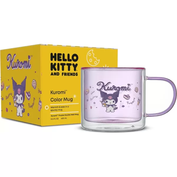 imageJoyJolt Hello Kitty Double Wall Insulated Coffee Mug ft My Melody 135 oz Glass Cup Cute Drinking Glassware ideal for Latte Iced Coffee or Tea Kawaii Hello Kitty Merch Sanrio AccessoriesKuromi