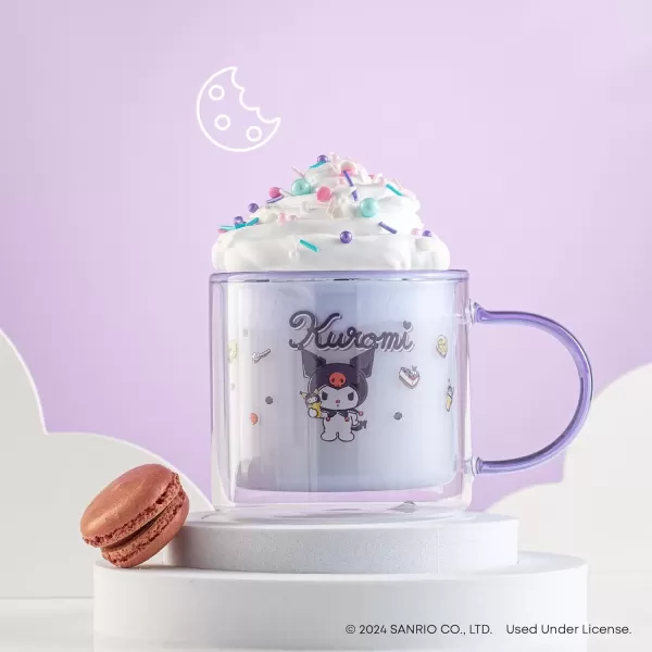 imageJoyJolt Hello Kitty Double Wall Insulated Coffee Mug ft My Melody 135 oz Glass Cup Cute Drinking Glassware ideal for Latte Iced Coffee or Tea Kawaii Hello Kitty Merch Sanrio AccessoriesKuromi