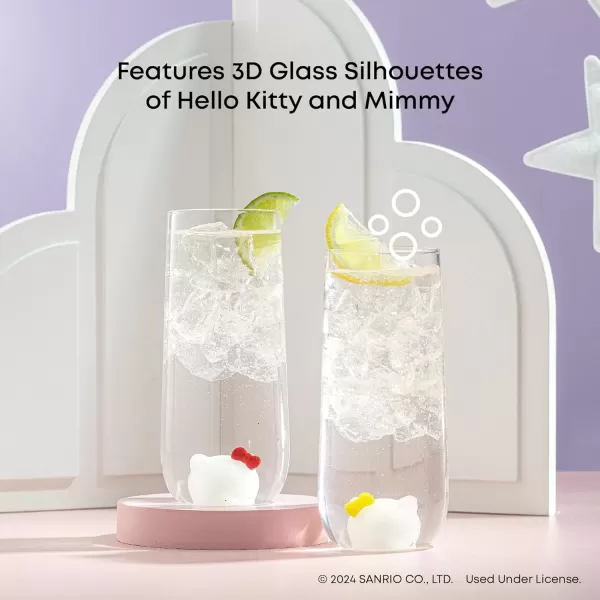 imageJoyJolt Hello Kitty ampamp Mimmy 3D Icon Highball Glasses Set of 2 Glass Drinking Glasses 14oz Kawaii Tall Glasses Hello Kitty Glassware Sanrio Hello Kitty Stuff for AdultsTall Glasses