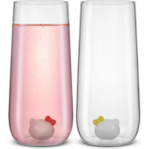 imageJoyJolt Hello Kitty ampamp Mimmy 3D Icon Highball Glasses Set of 2 Glass Drinking Glasses 14oz Kawaii Tall Glasses Hello Kitty Glassware Sanrio Hello Kitty Stuff for AdultsTall Glasses