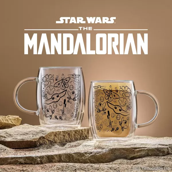 imageJoyJolt Nature Friends Grogu Coffee Mug Set of 2 Double Wall Mug 54oz Large Espresso Cups or Cappucino Cup Mandalorian Star Wars Mugs Insulated Coffee Mug Clear Glass Cups Coffee Cup Set