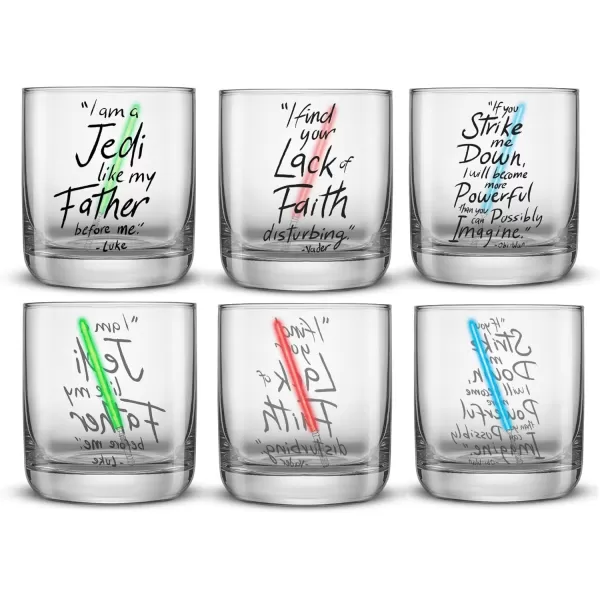 imageJoyJolt Star Wars Lightsaber Collection 10oz Drinking Glasses Set of 6 Limited Edition Obi Wan Kenobi Darth Vader Luke Skywalker Glass Tumblers Star Wars Gifts Short Drinking Glass Set