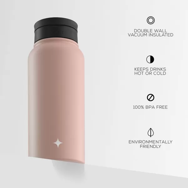 imageJoyJolt Triple Insulated Water Bottle with Straw Lid AND Flip Lid 22oz Water Bottle 12 Hour HotCold Vacuum Insulated Stainless Steel Water Bottle BPAFree Leakproof Water Bottles  Thermos BottleBlush Pink