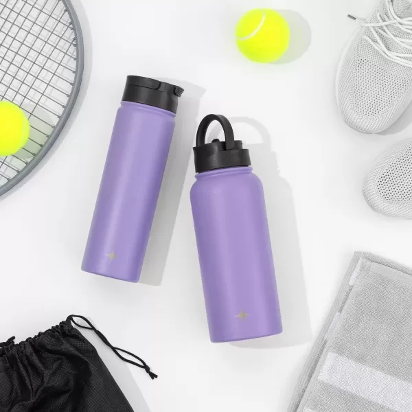 imageJoyJolt Triple Insulated Water Bottle with Straw Lid AND Flip Lid 22oz Water Bottle 12 Hour HotCold Vacuum Insulated Stainless Steel Water Bottle BPAFree Leakproof Water Bottles  Thermos BottleLilac Purple