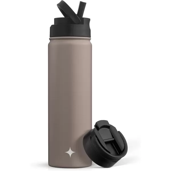 imageJoyJolt Triple Insulated Water Bottle with Straw Lid AND Flip Lid 22oz Water Bottle 12 Hour HotCold Vacuum Insulated Stainless Steel Water Bottle BPAFree Leakproof Water Bottles  Thermos BottleDesert Taupe