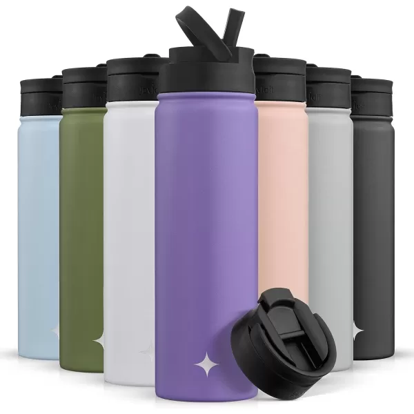 imageJoyJolt Triple Insulated Water Bottle with Straw Lid AND Flip Lid 22oz Water Bottle 12 Hour HotCold Vacuum Insulated Stainless Steel Water Bottle BPAFree Leakproof Water Bottles  Thermos BottleLilac Purple