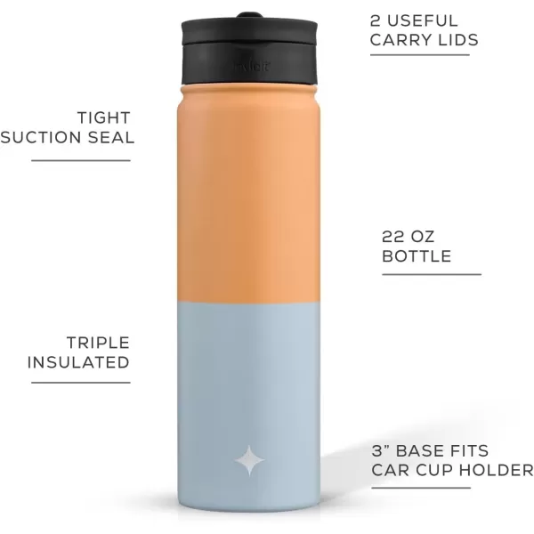 imageJoyJolt Triple Insulated Water Bottle with Straw Lid AND Flip Lid 22oz Water Bottle 12 Hour HotCold Vacuum Insulated Stainless Steel Water Bottle BPAFree Leakproof Water Bottles  Thermos BottleOrangeBlue