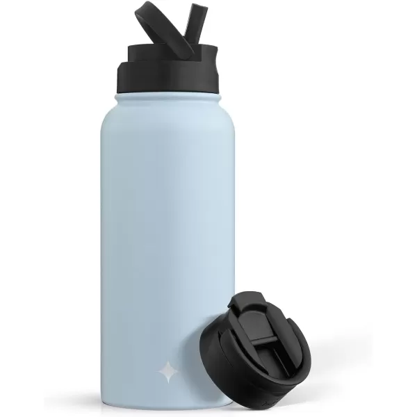 imageJoyJolt Triple Insulated Water Bottle with Straw Lid AND Flip Lid 22oz Water Bottle 12 Hour HotCold Vacuum Insulated Stainless Steel Water Bottle BPAFree Leakproof Water Bottles  Thermos BottleCloud Blue