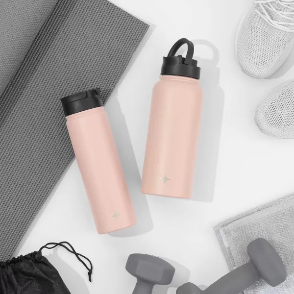 imageJoyJolt Triple Insulated Water Bottle with Straw Lid AND Flip Lid 22oz Water Bottle 12 Hour HotCold Vacuum Insulated Stainless Steel Water Bottle BPAFree Leakproof Water Bottles  Thermos BottleBlush Pink