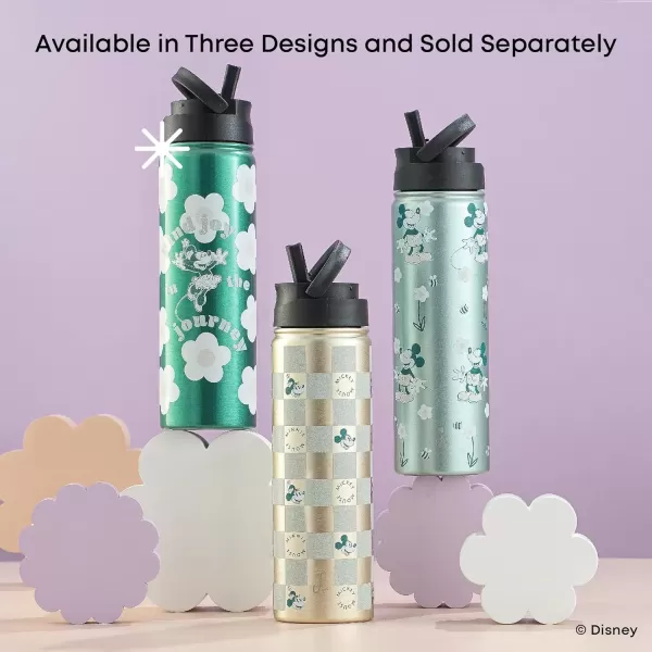 imageJoyJolt Disney Retro Vintage Stainless Steel Water Bottle ft Mickey Mouse Reusable 22oz Vacuum Insulated Water Bottle Tumbler with Leak Proof Flip Straw Lid and Handle Lead ampamp BPA FreeCheckerboard