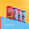 imageJoyJolt Disney Mickey Mouse and Friends Color Sketch Glass Tumblers with Lids and Straws 16oz Glass Cups with Lids and Straws Can Shaped Drinking Glasses Set of 4 Disney Gifts for AdultsMickey Mouse