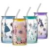 imageJoyJolt Disney Mickey Mouse and Friends Color Sketch Glass Tumblers with Lids and Straws 16oz Glass Cups with Lids and Straws Can Shaped Drinking Glasses Set of 4 Disney Gifts for AdultsPrincess