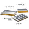 imageCaraway Nonstick Ceramic Bakeware Set 11 Pieces  Baking Sheets Assorted Baking Pans Cooling Rack ampamp Storage  Aluminized Steel Body  Non Toxic PTFE ampamp PFOA Free  CreamMarigold