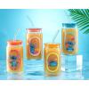 imageJoyJolt Disney Stitch Island Vibes Glass Tumblers with Lids and Straws 16oz Glass Cups with Lids and Straws Can Shaped Drinking Glasses Set of 4 Stitch Stuff Disney Gifts for Adults