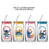 imageJoyJolt Disney Stitch Island Vibes Glass Tumblers with Lids and Straws 16oz Glass Cups with Lids and Straws Can Shaped Drinking Glasses Set of 4 Stitch Stuff Disney Gifts for Adults