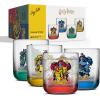 imageJoyJolt Harry Potter House Pride Short Drinking Glasses 10oz Glass Tumblers Kitchen Drinking Glasses Set of 4 Hogwarts Cup Harry Potter Gifts for Adults