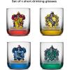imageJoyJolt Harry Potter House Pride Short Drinking Glasses 10oz Glass Tumblers Kitchen Drinking Glasses Set of 4 Hogwarts Cup Harry Potter Gifts for Adults