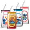 imageJoyJolt Disney Stitch Island Vibes Glass Tumblers with Lids and Straws 16oz Glass Cups with Lids and Straws Can Shaped Drinking Glasses Set of 4 Stitch Stuff Disney Gifts for Adults