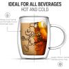 imageJoyJolt Aroma Disney Mickey and Pluto 135oz Glass Cups Set 2 Insulated Double Wall Glass Coffee Cups Insulated Coffee Cup Set Unique Coffee Mugs Large Espresso Cups Disney Cups and Disney Mugs