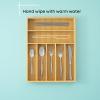 imageJoyJolt Bamboo Drawer Organizer 7Compartment Silverware Organizer Cutlery and Utensil Organizer Drawer Organizers for Garage Kitchen and Bathroom Organizer Drawers for Kitchen UtensilsBambooWhite