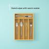imageJoyJolt Bamboo Drawer Organizer for Kitchen Utensils Drawer Divider for Large Cutlery and Silverware Flatware Holder Tray 5Compartment Silverware Organizer Garage Kitchen ampamp Junk Drawer OrganizerBambooBlack