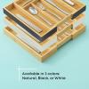 imageJoyJolt Bamboo Expandable Drawer Organizer for Kitchen Utensils Adjustable Cutlery Tray Bamboo Drawer Dividers Organizer for Silverware Flatware Knives in Kitchen Bedroom 46 SlotsBambooBamboo