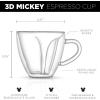 imageJoyJolt Disney Mickey Mouse 3D Espresso Cups 54oz Glass Set of 2  Insulated Double Wall Design Unique Coffee Mugs54 Oz