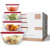 imageJoyJolt Kitchen Large Mixing Bowl Set  8pc Glass with Lids Set  Neat Nesting Batter Bowl  Cooking Bowls  Storage Bowls with Lids and Big Salad Bowl with BPAFree LidsRed