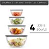imageJoyJolt Kitchen Large Mixing Bowl Set  8pc Glass with Lids Set  Neat Nesting Batter Bowl  Cooking Bowls  Storage Bowls with Lids and Big Salad Bowl with BPAFree LidsGray