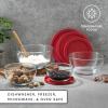 imageJoyJolt Kitchen Large Mixing Bowl Set  8pc Glass with Lids Set  Neat Nesting Batter Bowl  Cooking Bowls  Storage Bowls with Lids and Big Salad Bowl with BPAFree LidsRed