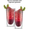 imageJoyJolt Spike Double Wall Glasses Cocktail Beer Drinkware Glass Set of 2  double walled glass 135 Ounces