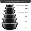 imageJoyJolt Stainless Steel Mixing Bowl Set of 6 Mixing Bowls Black 5qt Large Mixing Bowl to 05qt Small Metal Bowl Kitchen Cooking and Storage Nesting Bowls Dough Batter and Baking BowlsBlack