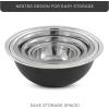 imageJoyJolt Stainless Steel Mixing Bowl Set of 6 Mixing Bowls Black 5qt Large Mixing Bowl to 05qt Small Metal Bowl Kitchen Cooking and Storage Nesting Bowls Dough Batter and Baking BowlsBlack