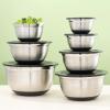 imageJoyJolt Stainless Steel Mixing Bowls with Airtight Lids 7 Piece Nesting Bowls Set for Kitchen with Measurement Marks NonSlip Bottoms Cooking Baking Prepping Storage 754315175QT Black