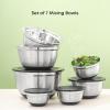 imageJoyJolt Stainless Steel Mixing Bowls with Airtight Lids 7 Piece Nesting Bowls Set for Kitchen with Measurement Marks NonSlip Bottoms Cooking Baking Prepping Storage 754315175QT Black