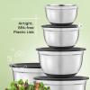 imageJoyJolt Stainless Steel Mixing Bowls with Airtight Lids 7 Piece Nesting Bowls Set for Kitchen with Measurement Marks NonSlip Bottoms Cooking Baking Prepping Storage 754315175QT Black