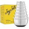 imageJoyJolt Stainless Steel Mixing Bowls with Airtight Lids 7 Piece Nesting Bowls Set for Kitchen with Measurement Marks NonSlip Bottoms Cooking Baking Prepping Storage 754315175QT Black