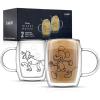 imageJoyJolt Aroma Disney Mickey and Pluto 135oz Glass Cups Set 2 Insulated Double Wall Glass Coffee Cups Insulated Coffee Cup Set Unique Coffee Mugs Large Espresso Cups Disney Cups and Disney Mugs