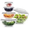 imageJoyJolt Kitchen Mixing Bowls 5pc Glass Bowls with Lids Set  Neat Nesting Bowls Large Mixing Bowl Set incl Batter Bowl Cooking Bowls Storage Bowls with Lids and Big Salad Bowl with BPAFree LidsBlack