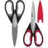 imageJoyJolt Kitchen Shears Heavy Duty Scissors TWO With Scissor Sheaths All Purpose Utility Scissors Herb Scissors Vegetable Scissors Meat Scissors Chicken Shears Stainless Steel Dishwasher SafeBlackBlack  RedBlack