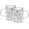 imageJoyJolt Nature Friends Grogu Coffee Mug Set of 2 Double Wall Mug 135oz Large Espresso Cups or Latte Cup Mandalorian Star Wars Mugs Insulated Coffee Mug Clear Glass Cups Coffee Cup Set